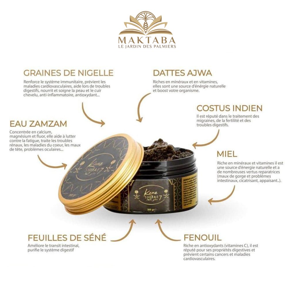 Kanz Shifae – Pot des 7 Guérisons – 300 g – Trésors du Golfe médecine prophétique – Le Jardin des Palmiers